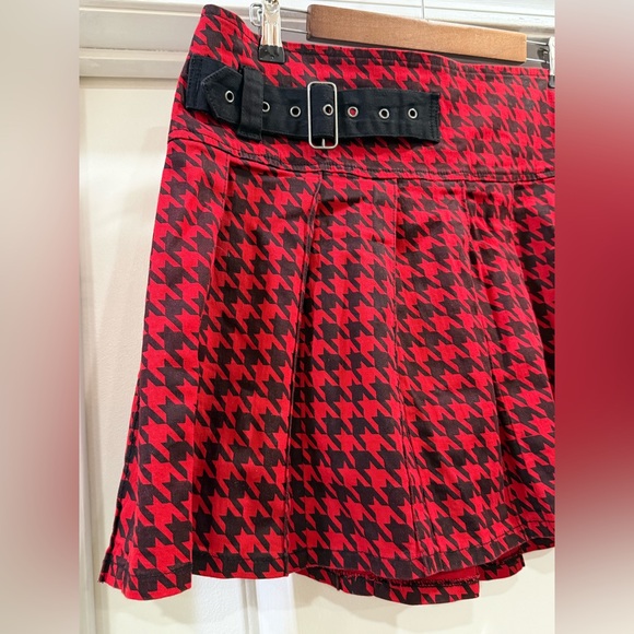 Tripp NYC by Daang Goodman Houndstooth Pleated Skater Skirt Belt Detail Size 14 - Picture 2 of 13